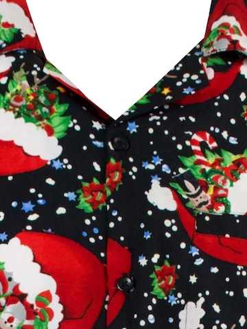 Regular fit Camicia 'Christmas Flying Hats' di King Kameha in nero
