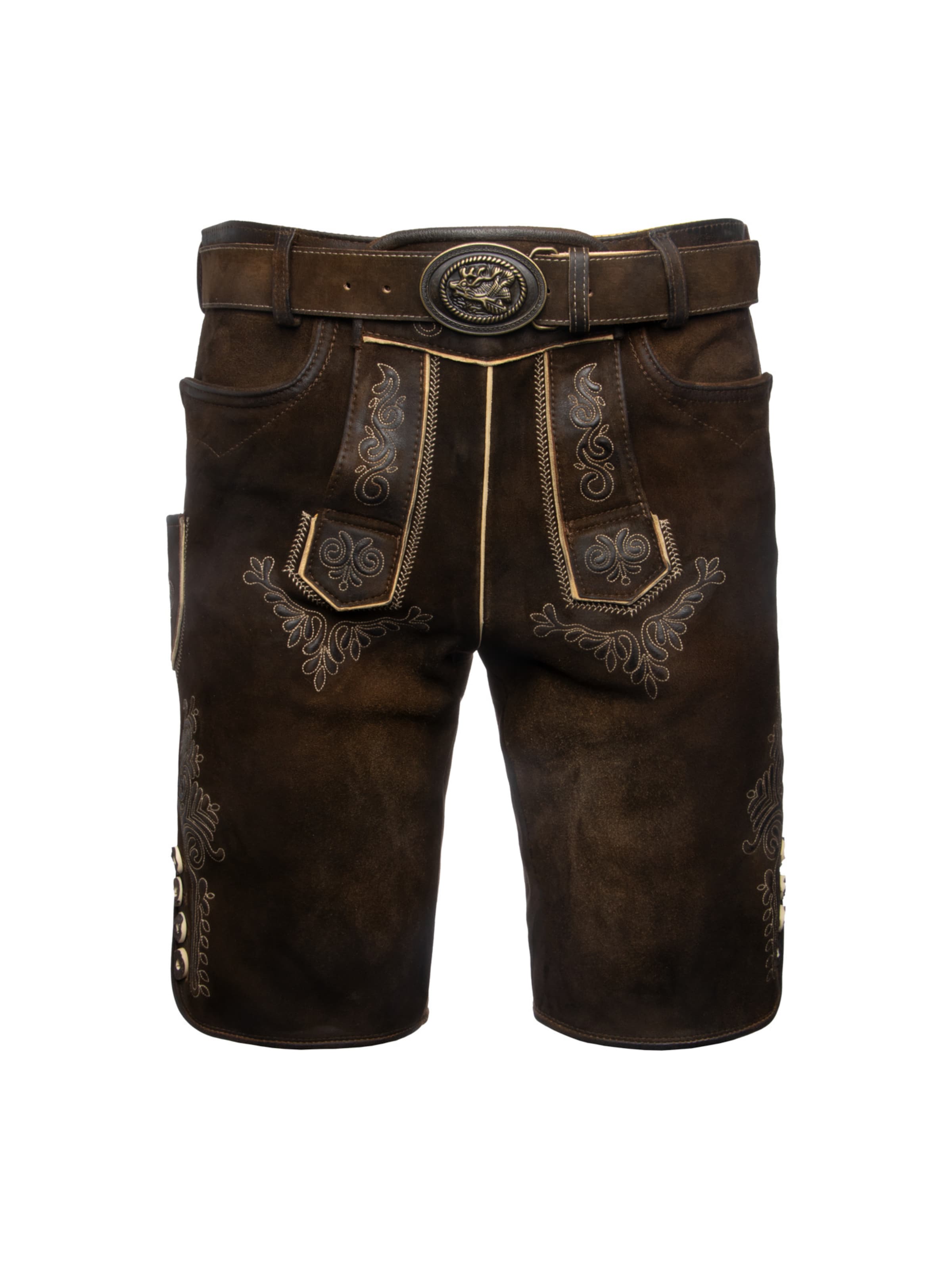 Country Maddox Regular Trachtenhose 'Rolli' in Braun: Vorderseite