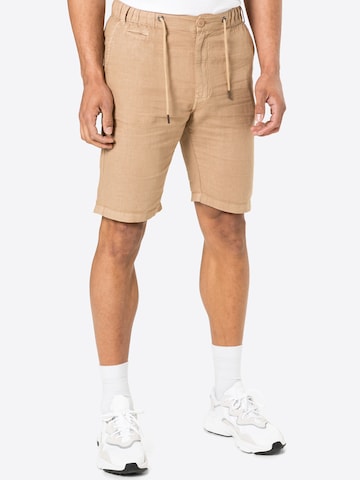 !Solid Regular Trousers in Beige: front
