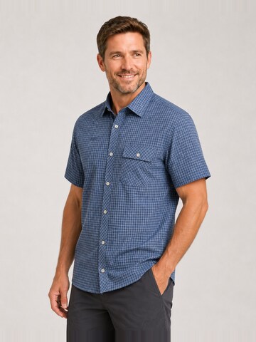 Coupe regular Chemise 'Outdoorhemd Copper Herren Kurzarmhemd kariert große Größen' deproc en bleu