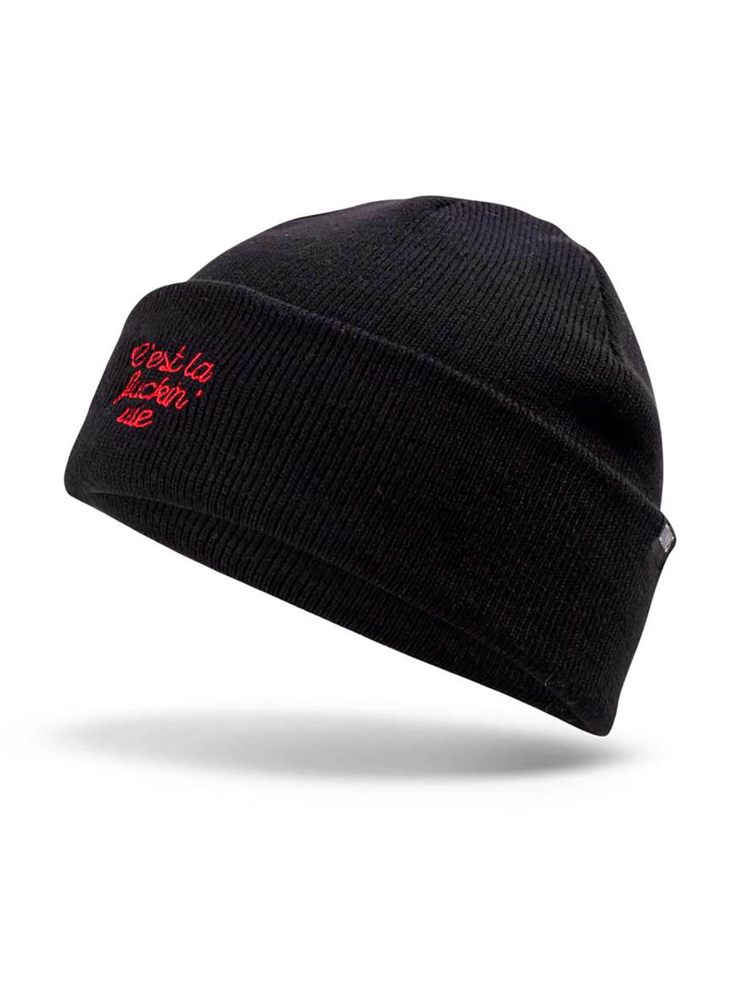 DJINNS Beanie 'C´est la' in Black: front