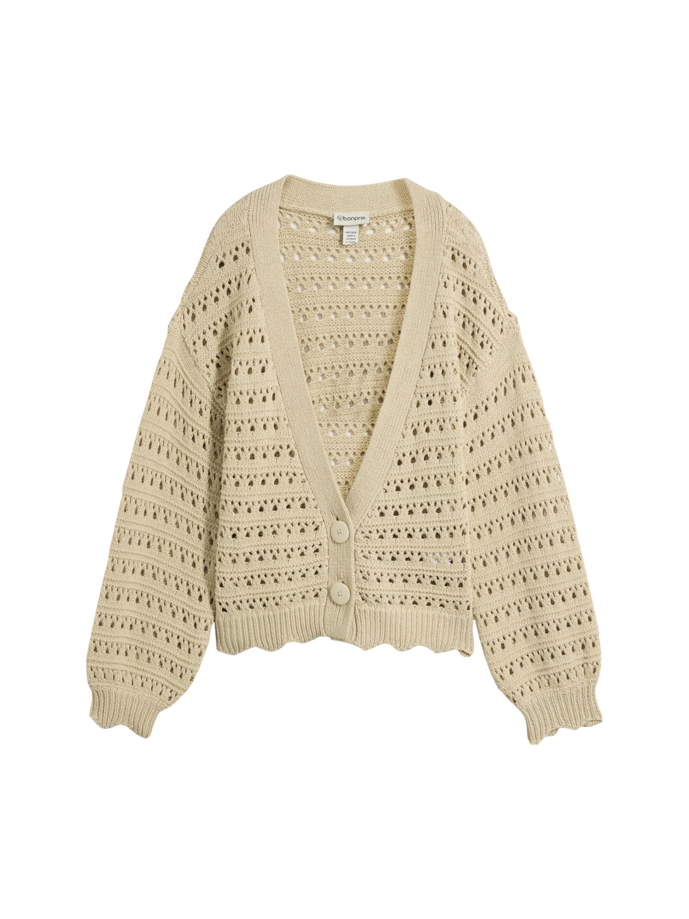 bonprix Gebreid vest in Beige: voorkant