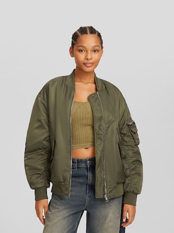 Bershka Between-Season Jacket in Green: front