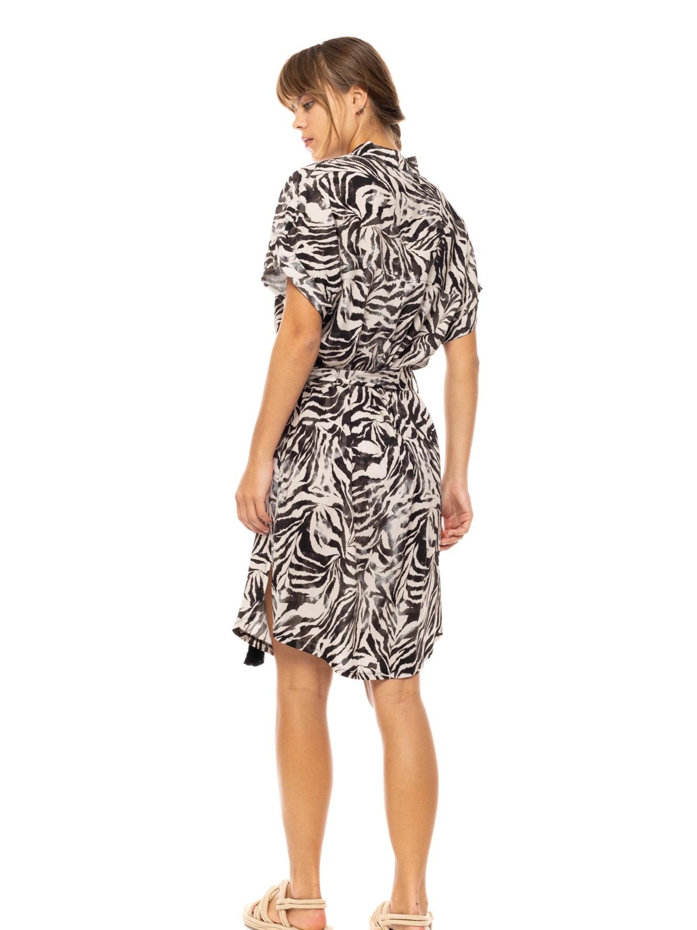 Pink Label Καλοκαιρινό φόρεμα 'BEACHWEAR BLACK LEOPARD' σε μαύρο