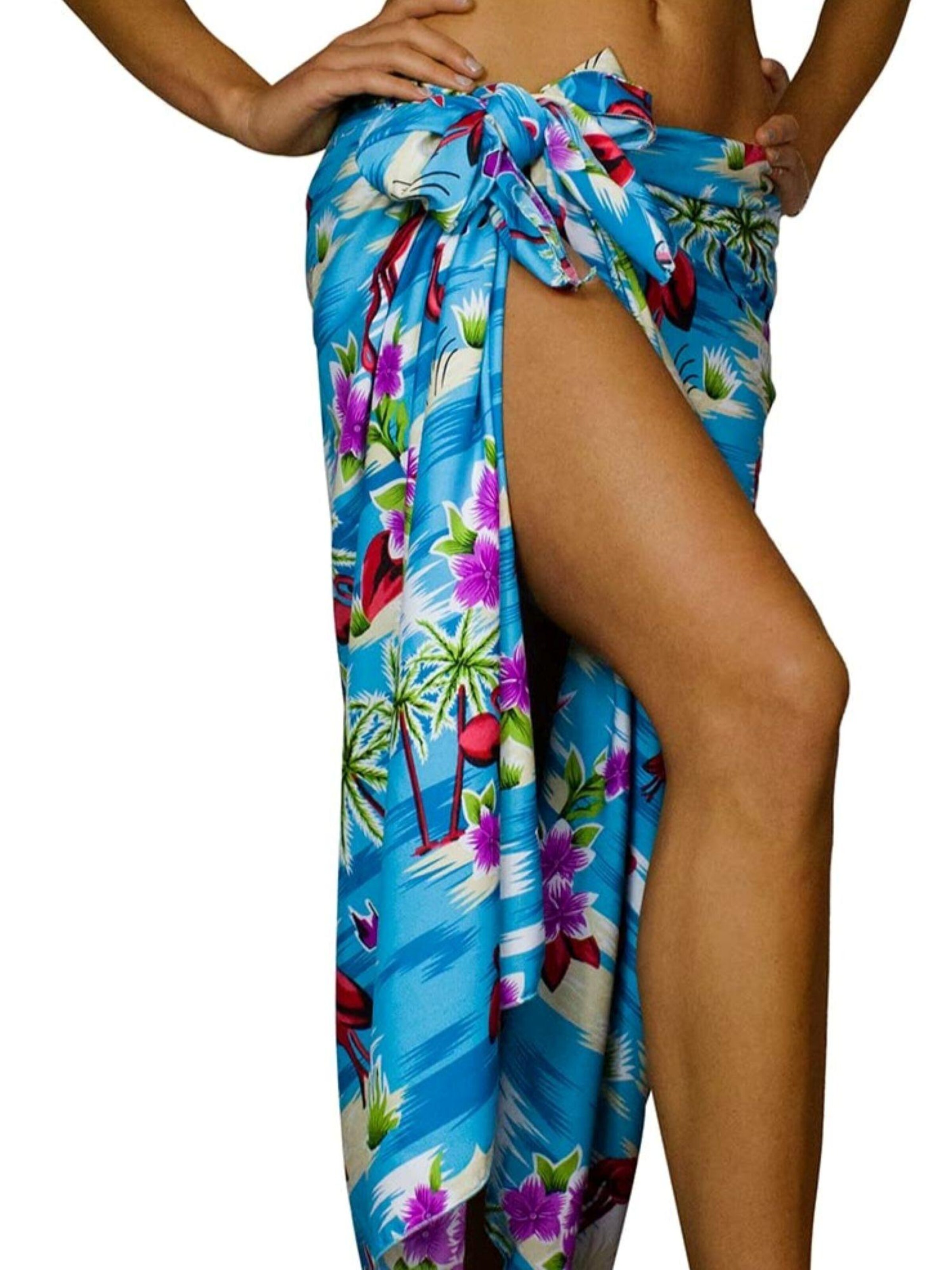 King Kameha Wrap 'Flamingos' in Blue