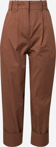 Sisley Loose fit Pleat-front trousers in Brown: front