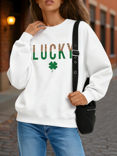 GORHEY Pullover 'Women's Casual Printed Sweatshirts, Long Sleeve Loose Pullover Top'‌‌‌ in weiß, Produktansicht