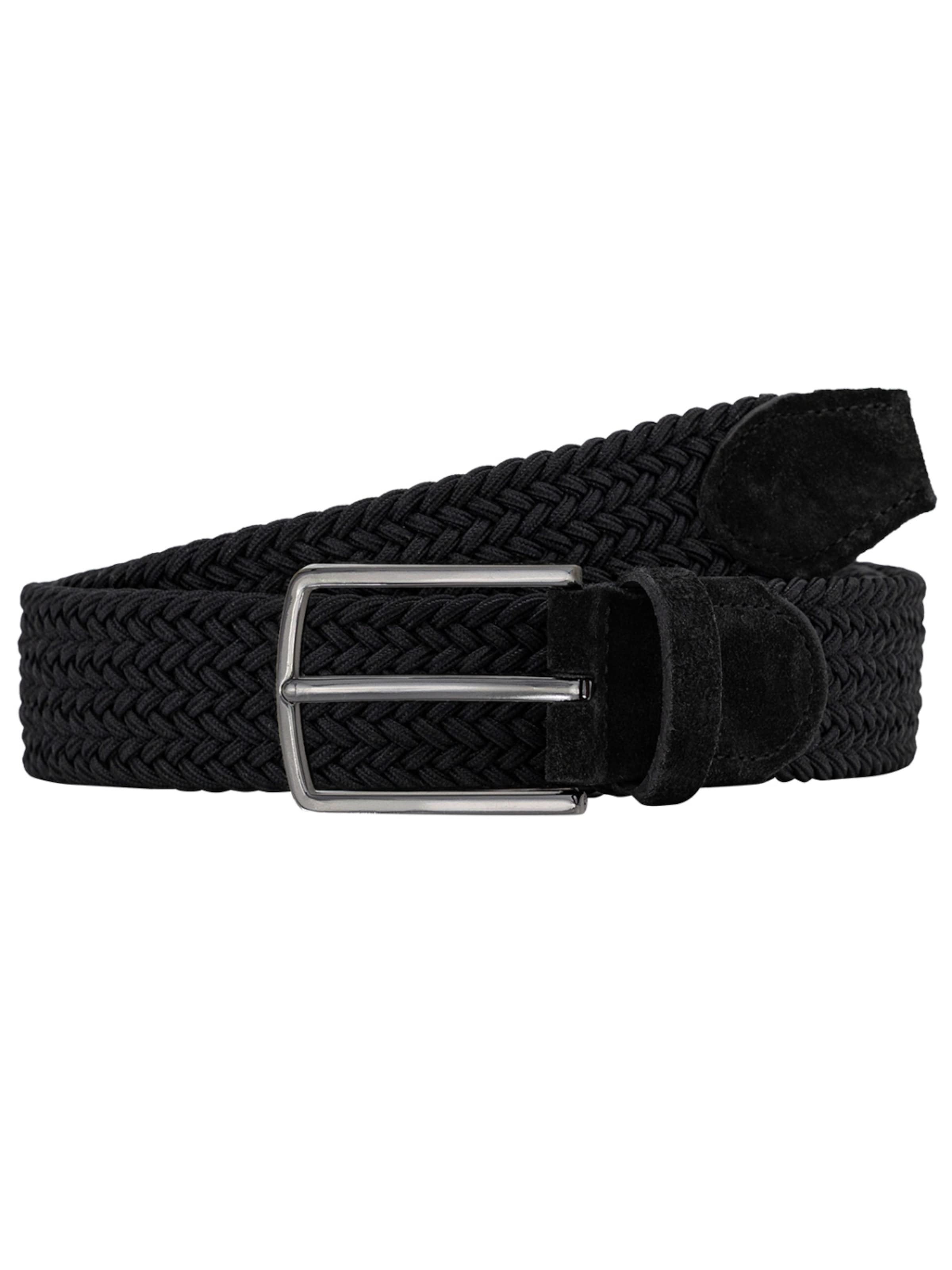 Lindemann Belt 'LINDENMANN Herren Flechtgürtel – Schwarz – Elastischer Stretchgürtel mit Veloursleder-Details' in Black: front