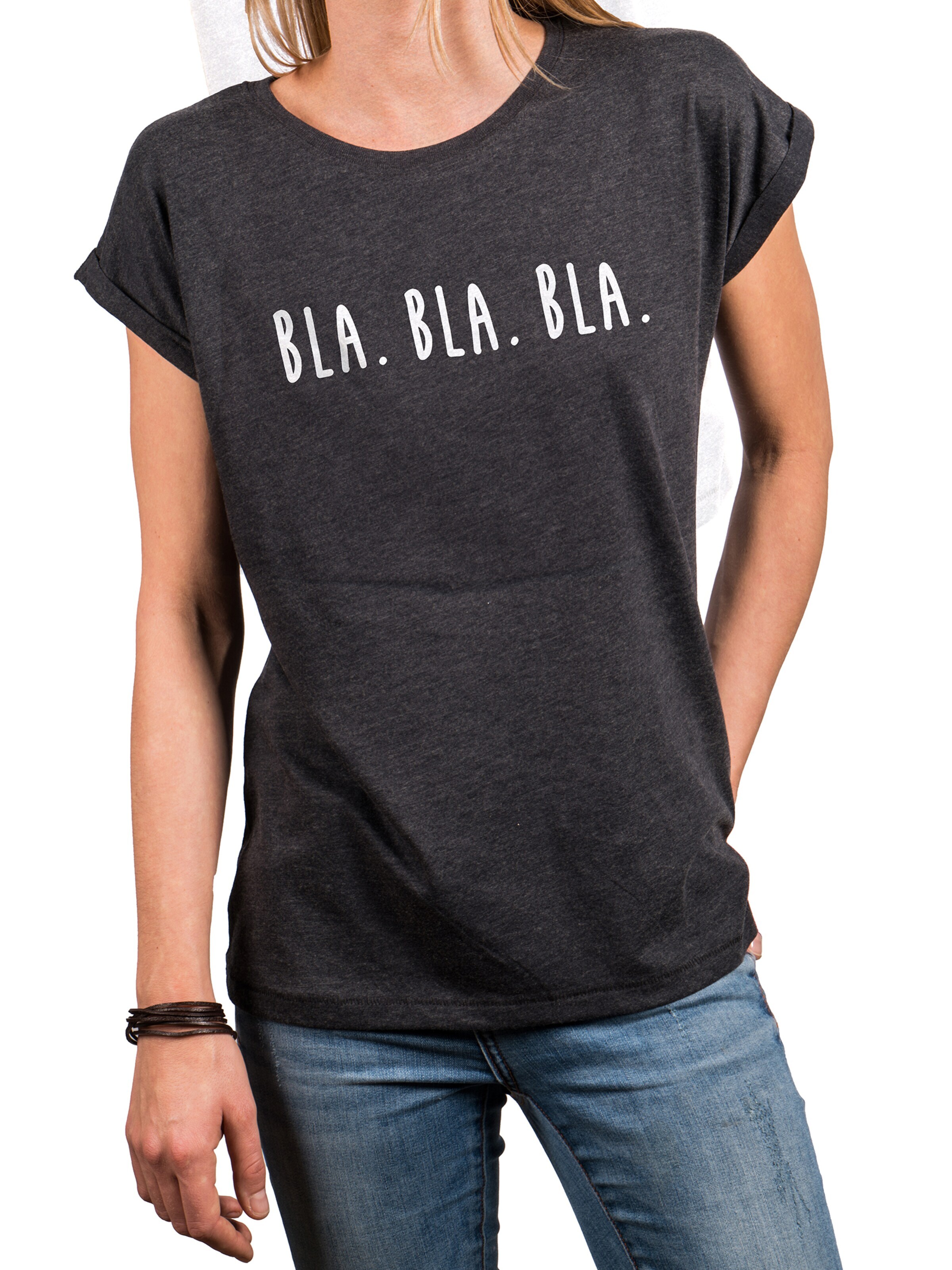 MAKAYA Shirt 'Bla Bla Bla' in Grey