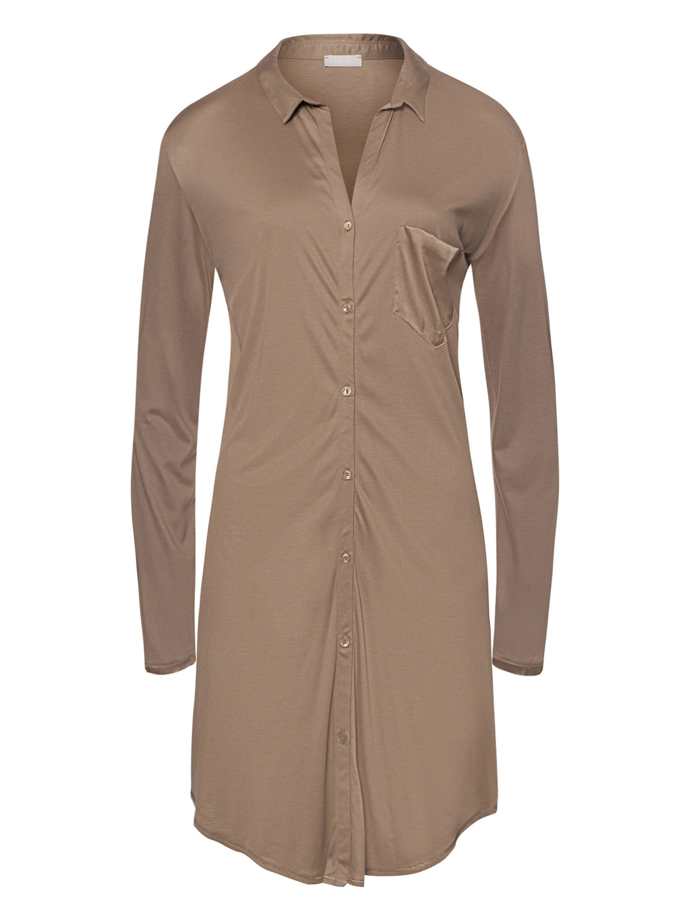 Hanro Slaapshirt ' Central ' in Bruin: voorkant