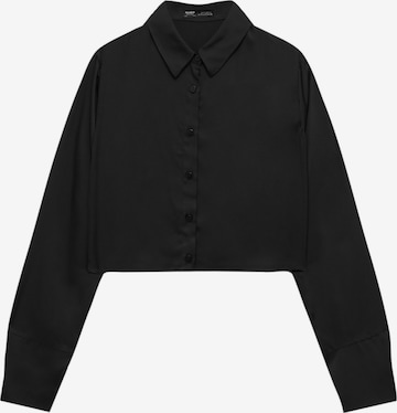 Pull&Bear Блуза в черно: отпред