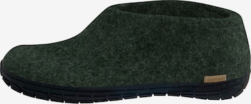 Glerups Hausschuh 'Black Rubber' in Grün: Vorderseite