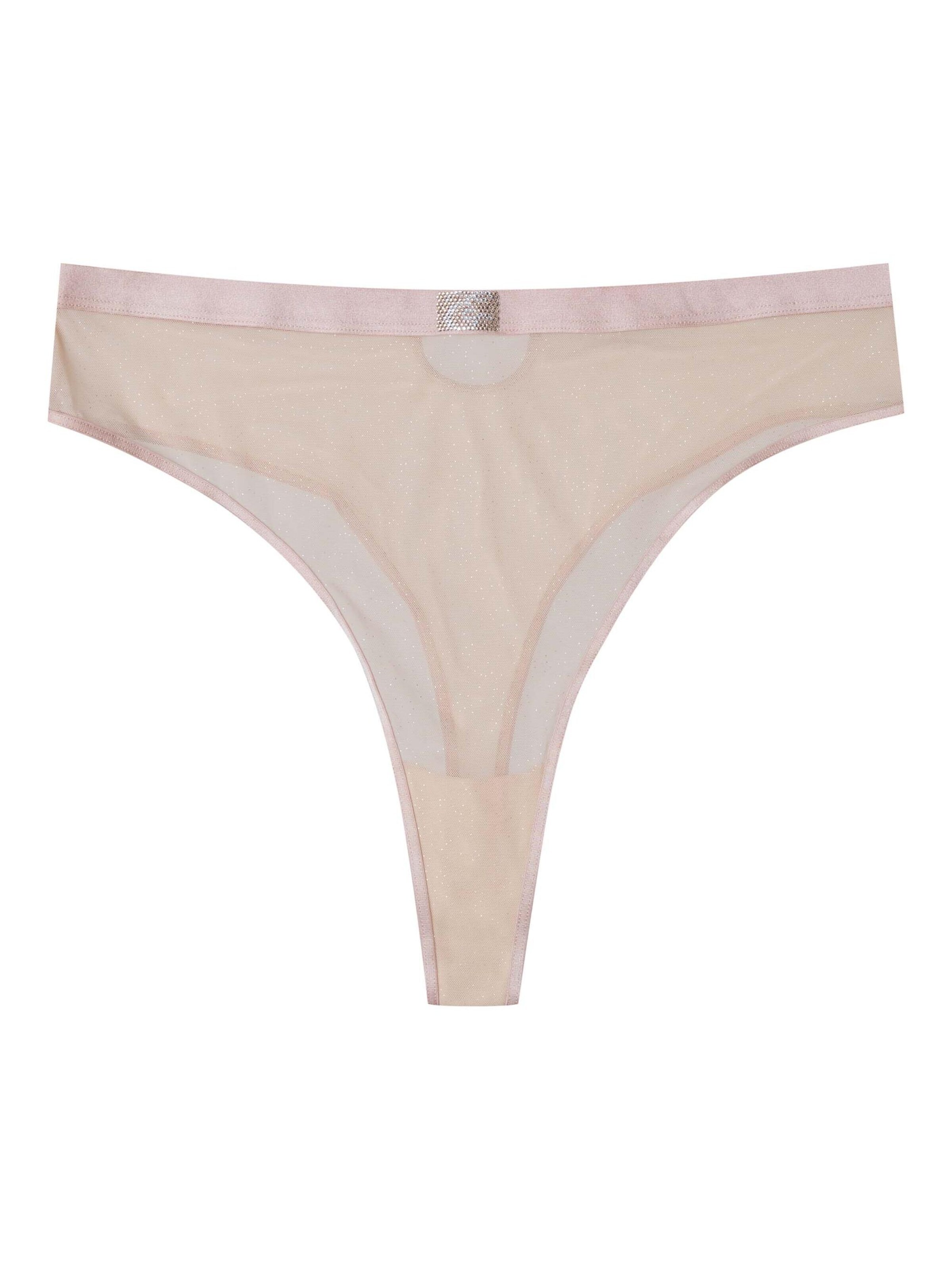 String 'String Othilia, leichter Shaping Effekt, hohe Leibhöhe, transparent L' di ESOTIQ in beige