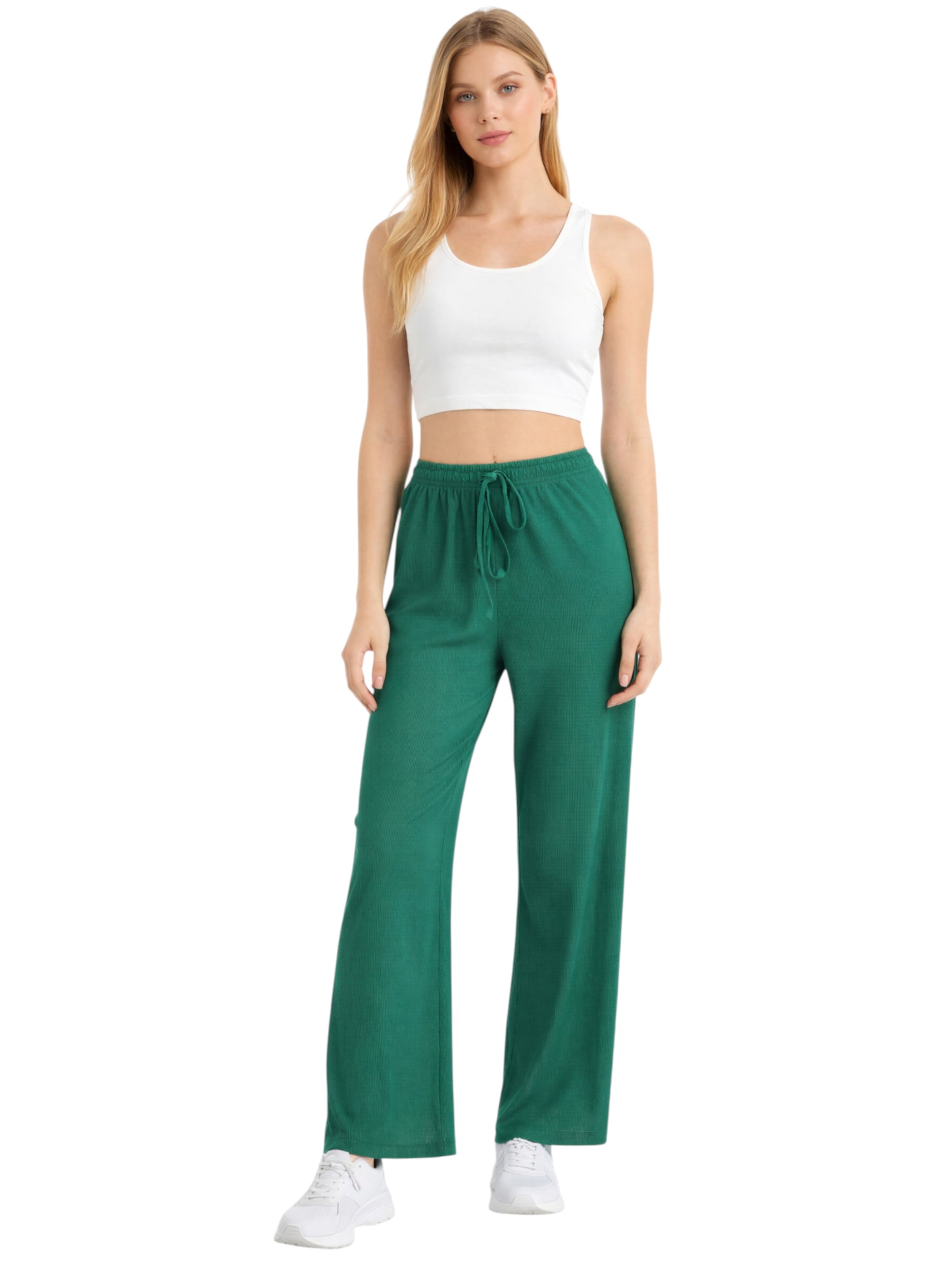 Wide Leg Pantalon 'FLORYN – Palazzohose Crinkle' fashionshowcase en vert