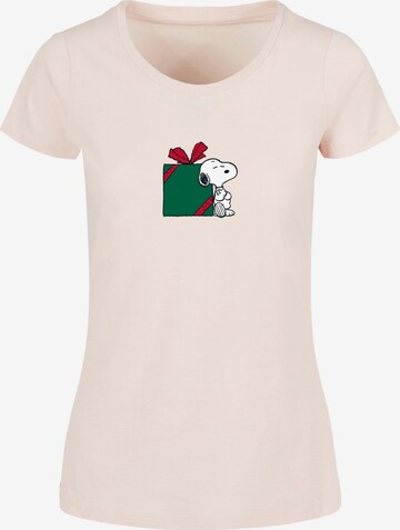 Merchcode Shirt 'Peanuts Big Present' in Roze: voorkant