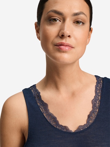 Hanro Top ' Woolen Lace ' in Blauw