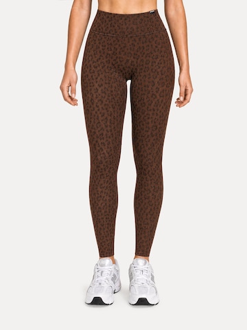 Skinny Leggings ' Velvara ' Smilodox en marron : devant