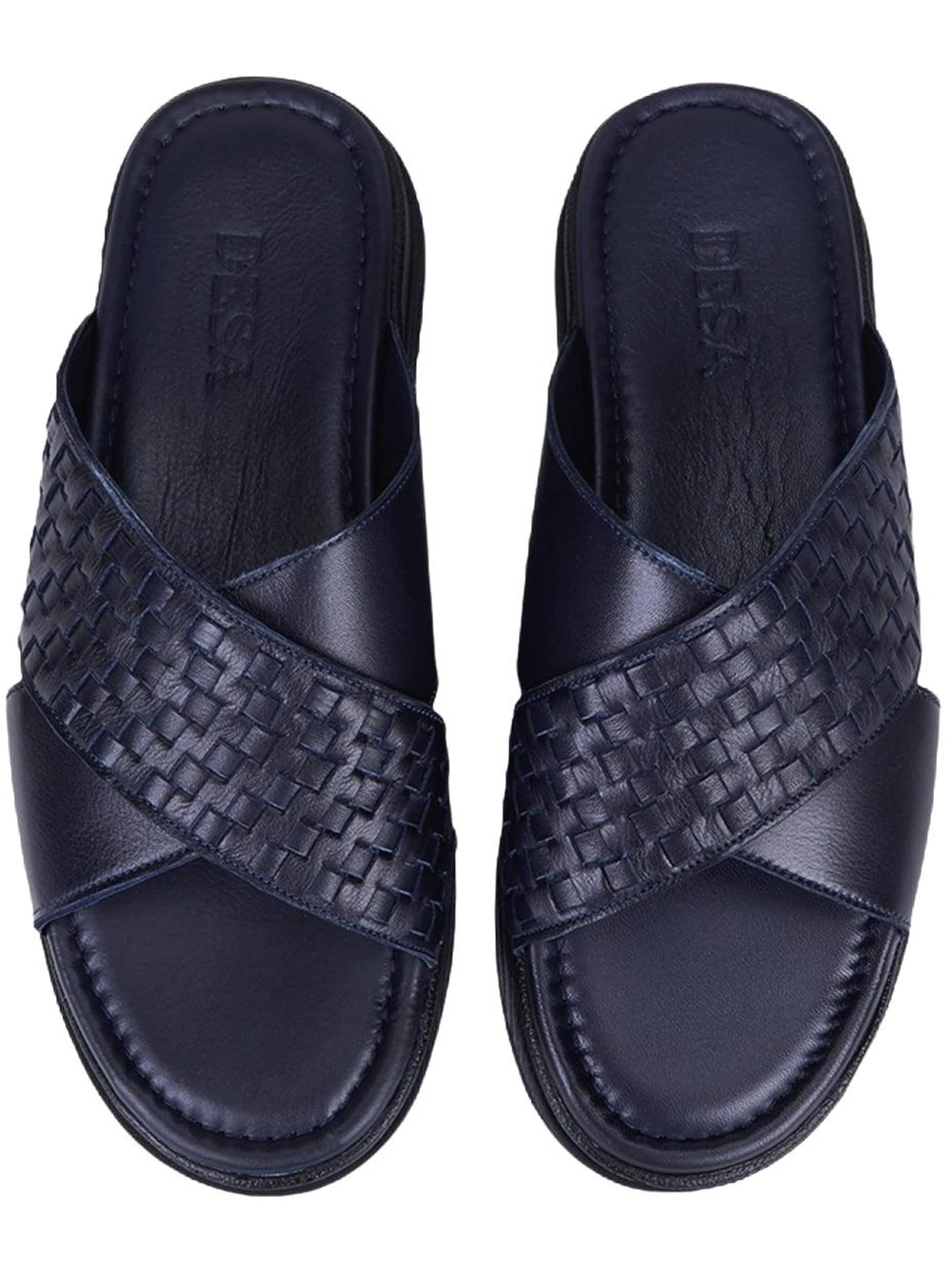 Desa - Zapatos abiertos 'DESA Herren-Pantoletten aus bedrucktem Leder mit gekreuztem Riemen' en azul