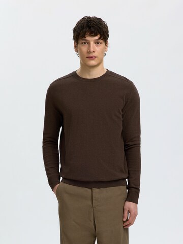 SELECTED Regular Fit Pullover 'SLHBERG' in Braun: Vorderseite
