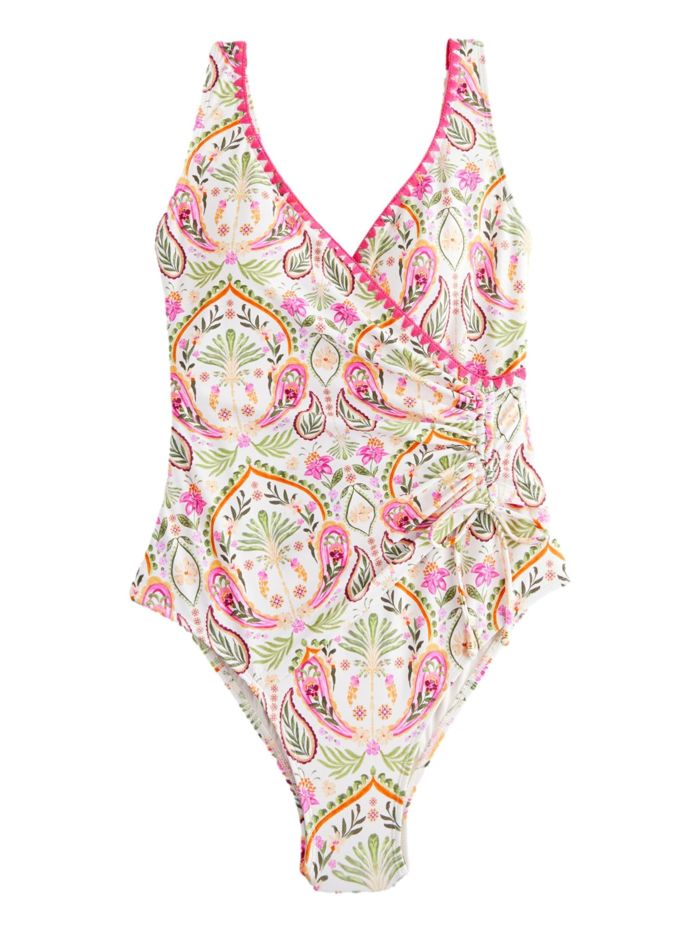 Costum de baie întreg Next pe verde pin / verde deschis / roz închis / alb, Vizualizare produs