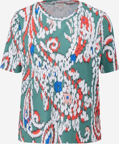s.Oliver T-shirt en bleu roi / émeraude / rouge orangé / blanc, Vue avec produit