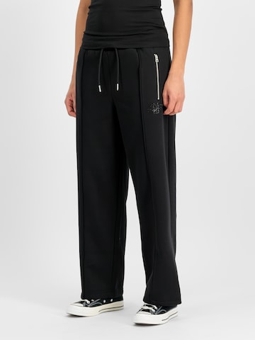 ALPHA INDUSTRIES Wide leg Pants in Black: front