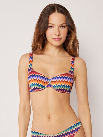 CALZEDONIA Balconette Bikini Top 'Vibrant Chevron' in Mixed colors: front