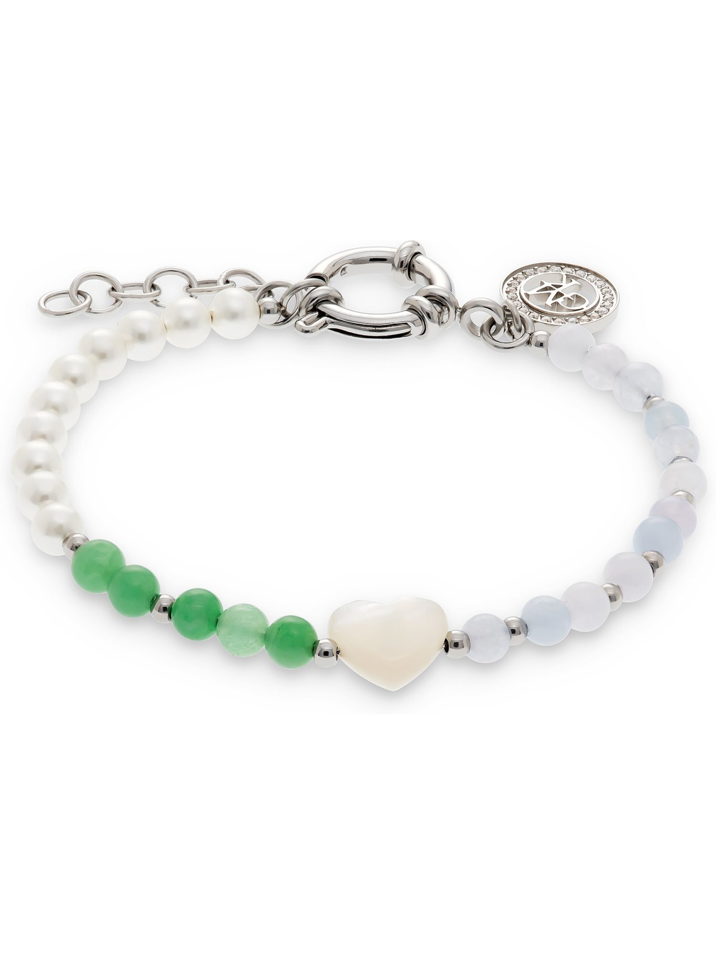 Guido Maria Kretschmer Jewellery Armband in grün / silber / perlweiß, Produktansicht