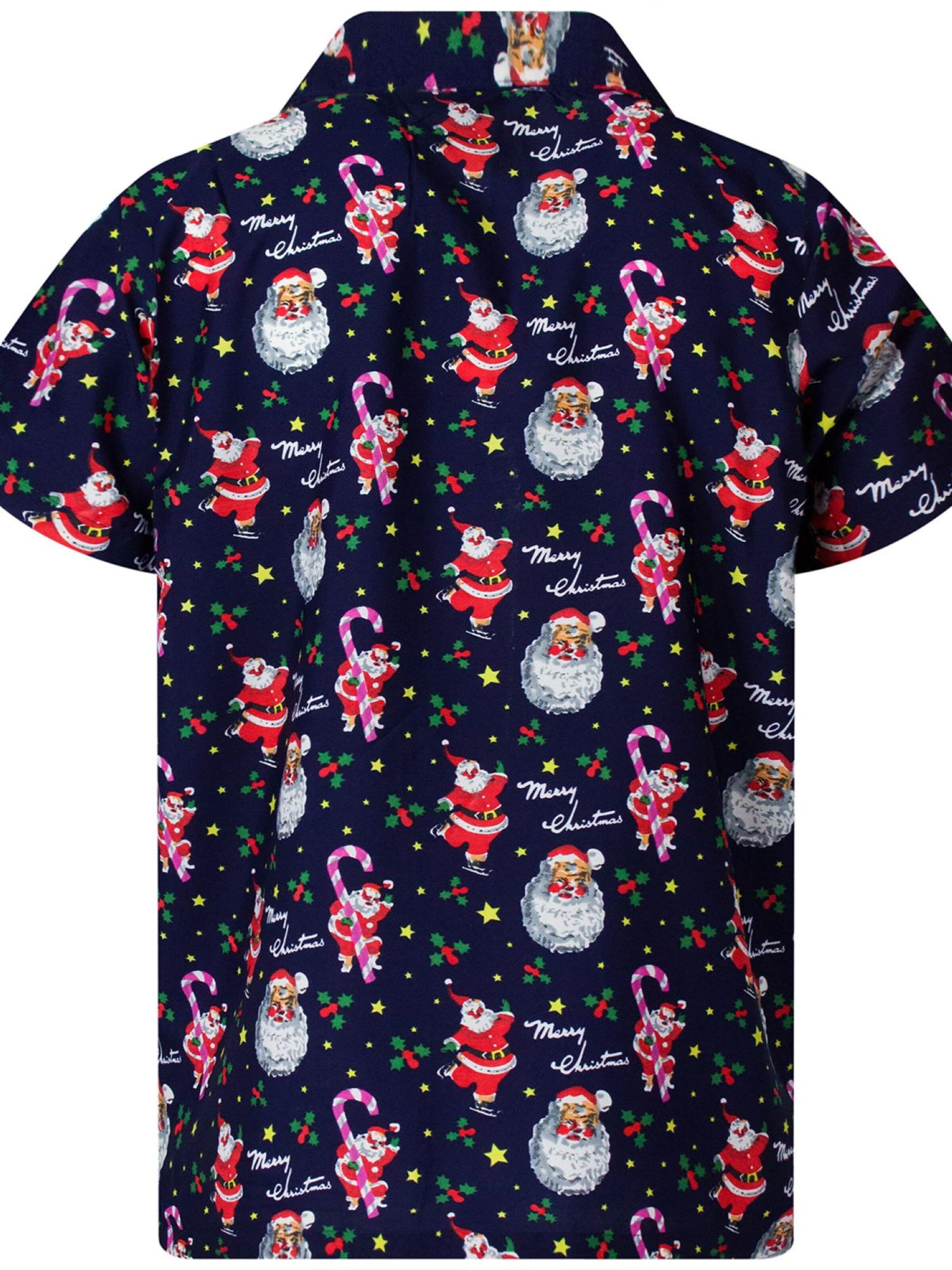 King Kameha Regular Fit Hemd 'Christmas Candycane'‌‌‌‌ in Blau