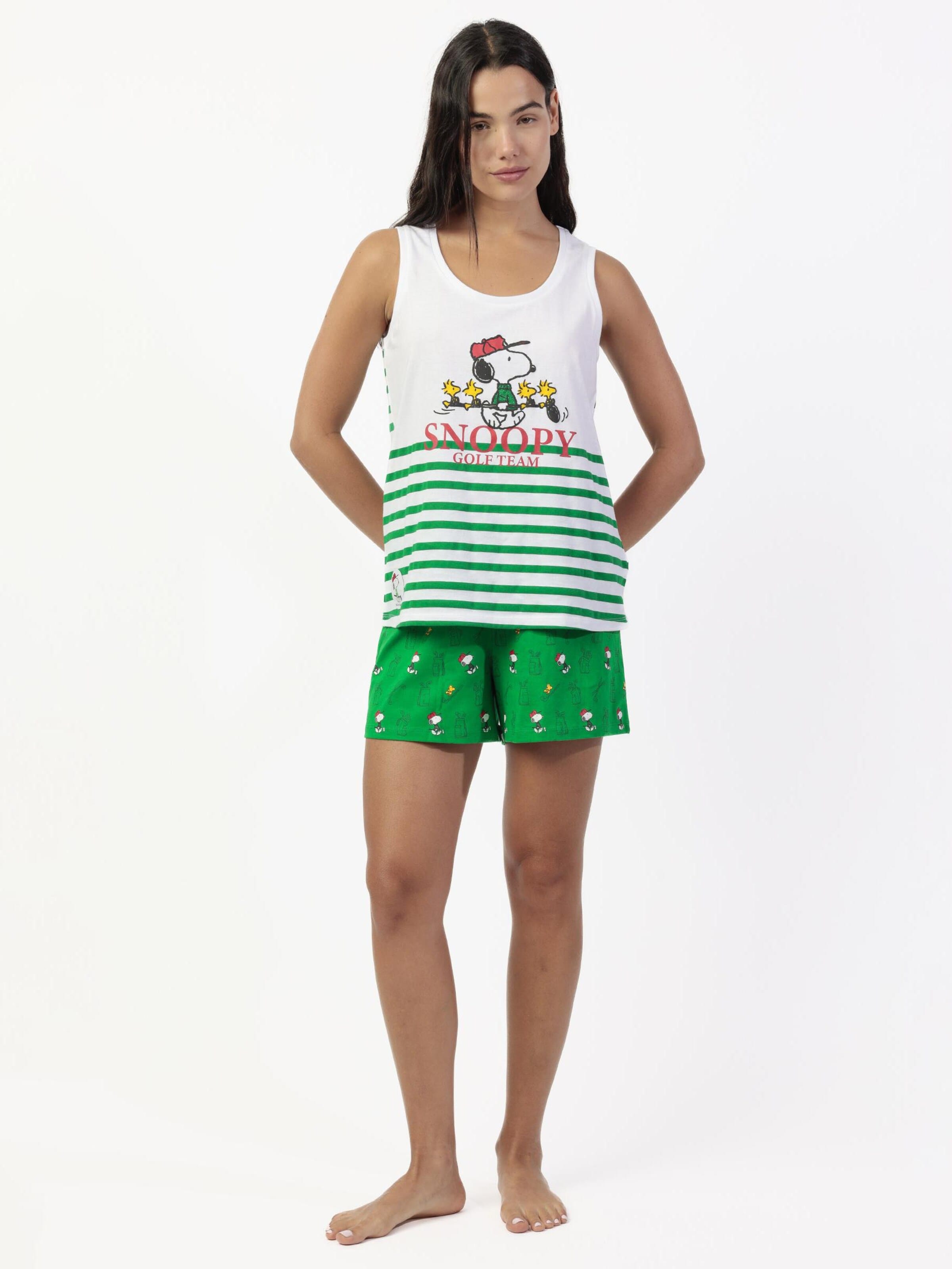 PEANUTS - Pijama 'Golf Team' en verde: frente