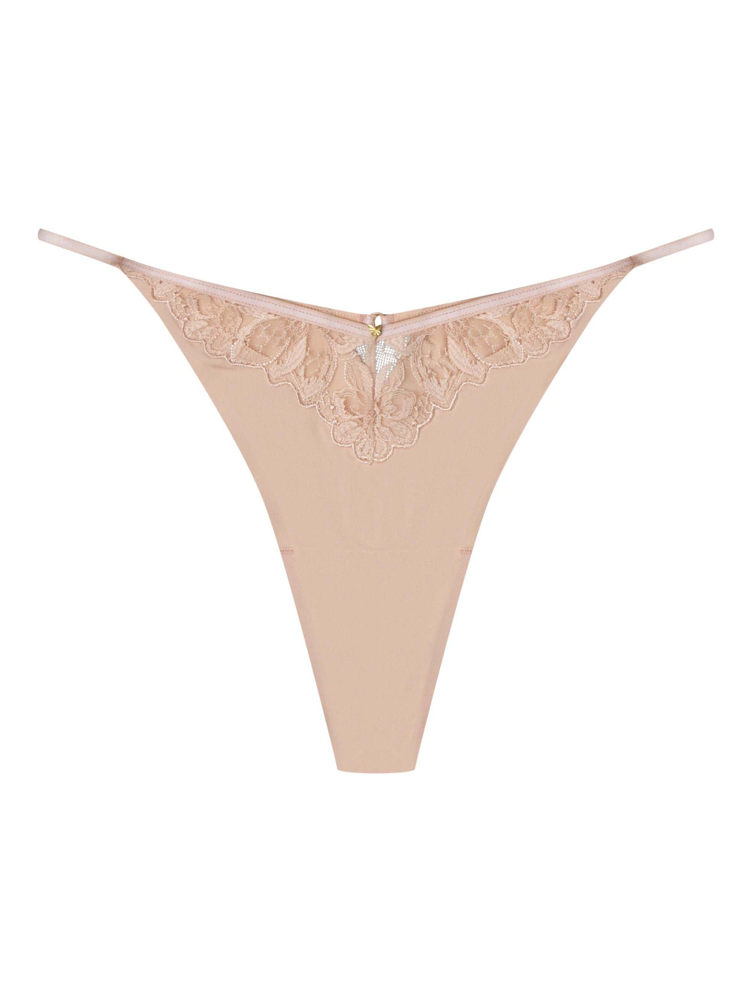 String 'String Oleksa, feine Stickerei, florales Muster, glatte Microfaser XL' di ESOTIQ in beige: frontale
