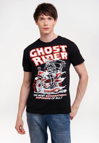 LOGOSHIRT T-Shirt 'Marvel Comics - Ghost Rider' in Schwarz: predná strana