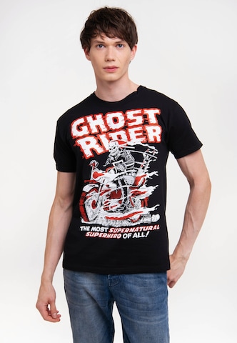 LOGOSHIRT Shirt 'Marvel Comics - Ghost Rider' in Black: front