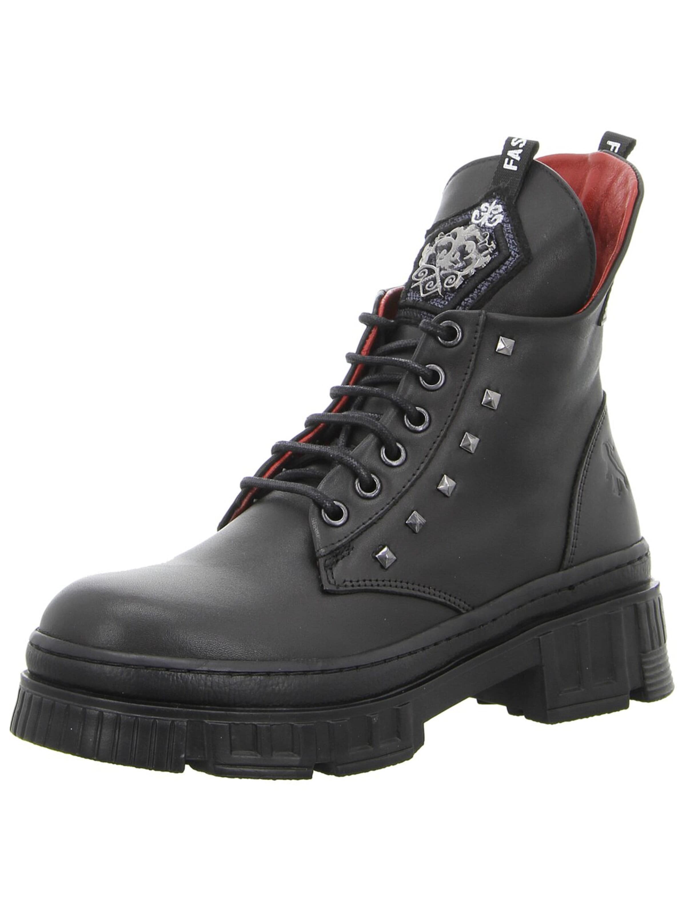2GO FASHION Schnürstiefel 'Damen Stiefelette 8249-501-009 Echt Leder in schwarz'‌‌ in Schwarz: Vorderseite
