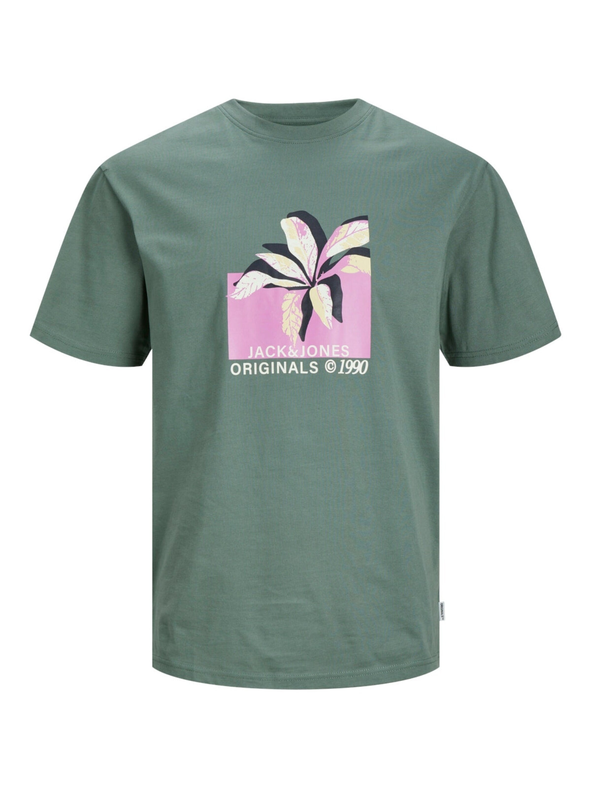 JACK & JONES Shirt 'JORTAMPA AOP BRANDING TEE' in Groen: voorkant