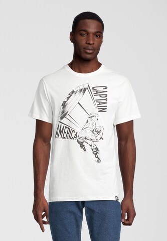 Recovered Shirt 'Marvel Captain America Shield Ecru Slub' in Beige: front