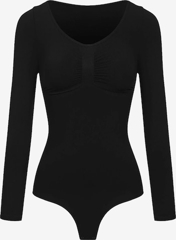 cfab Shaping bodysuit 'Bodysuit Sculpting Shapewear Longsleeve mit String' in Black: front