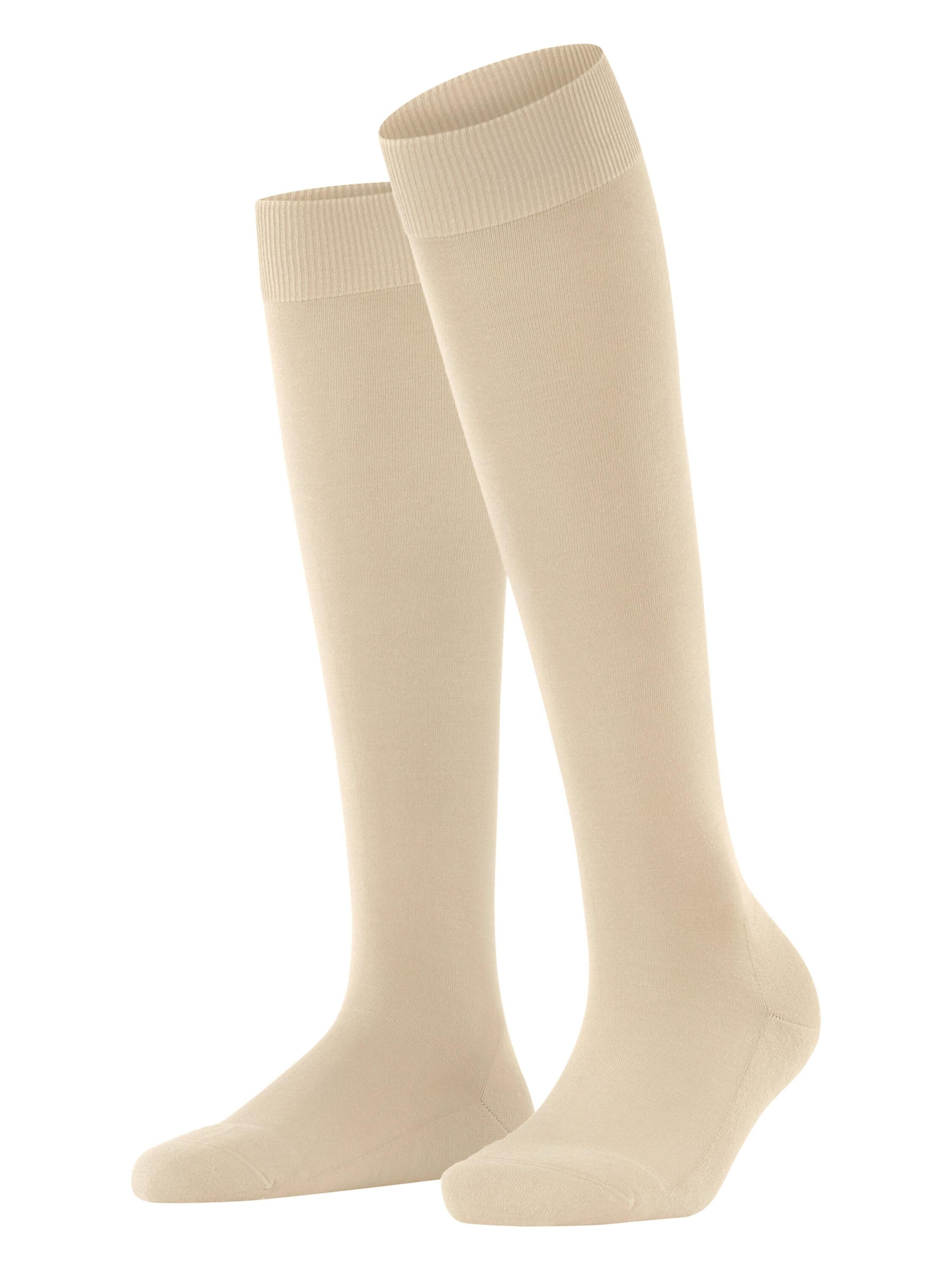 FALKE Knee High Socks 'ClimaWool' in Beige: front