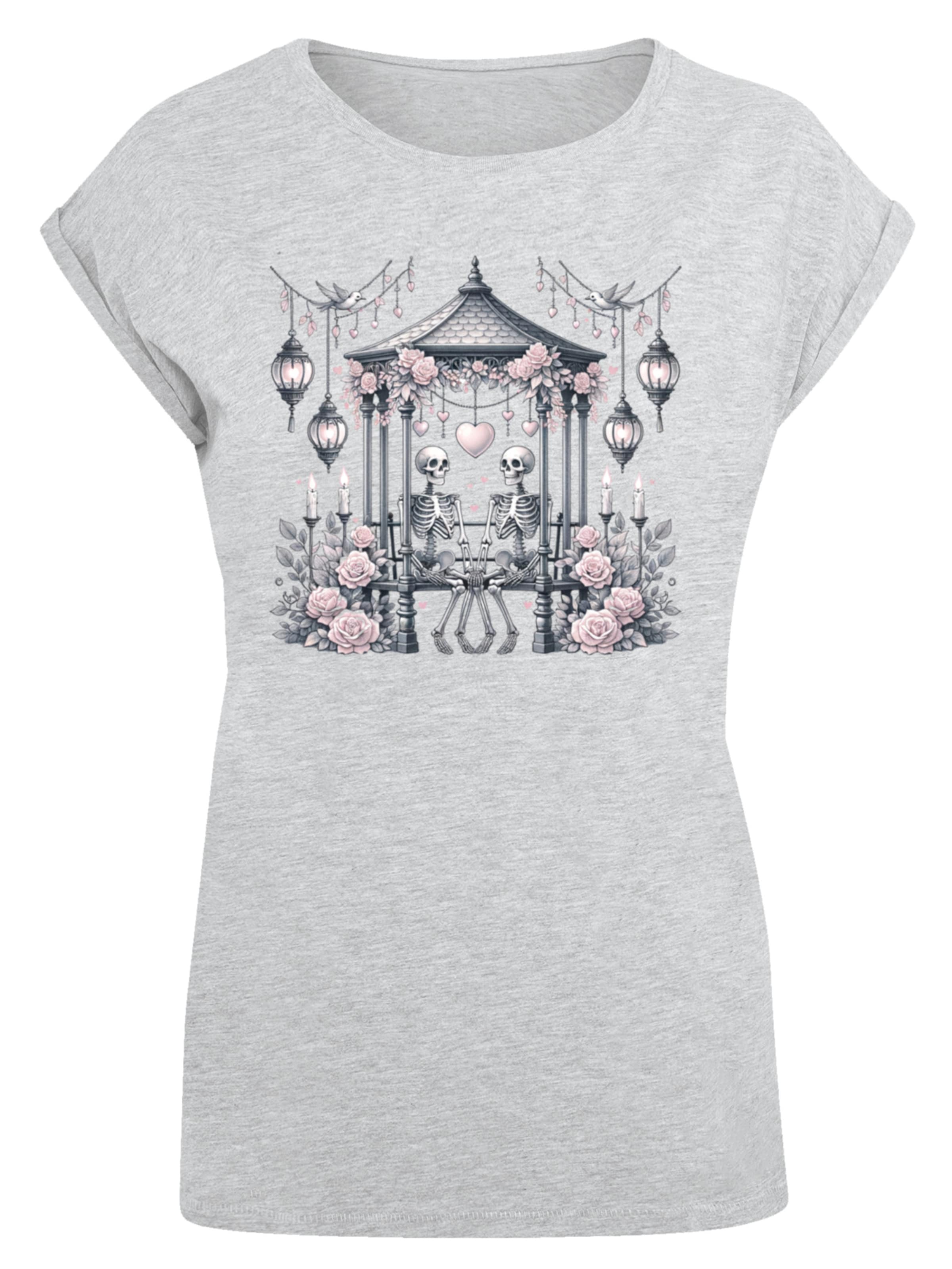 T-shirt 'Skelett Paar Valentinstag' F4NT4STIC en gris : devant
