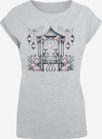 T-shirt 'Skelett Paar Valentinstag' F4NT4STIC en gris : devant