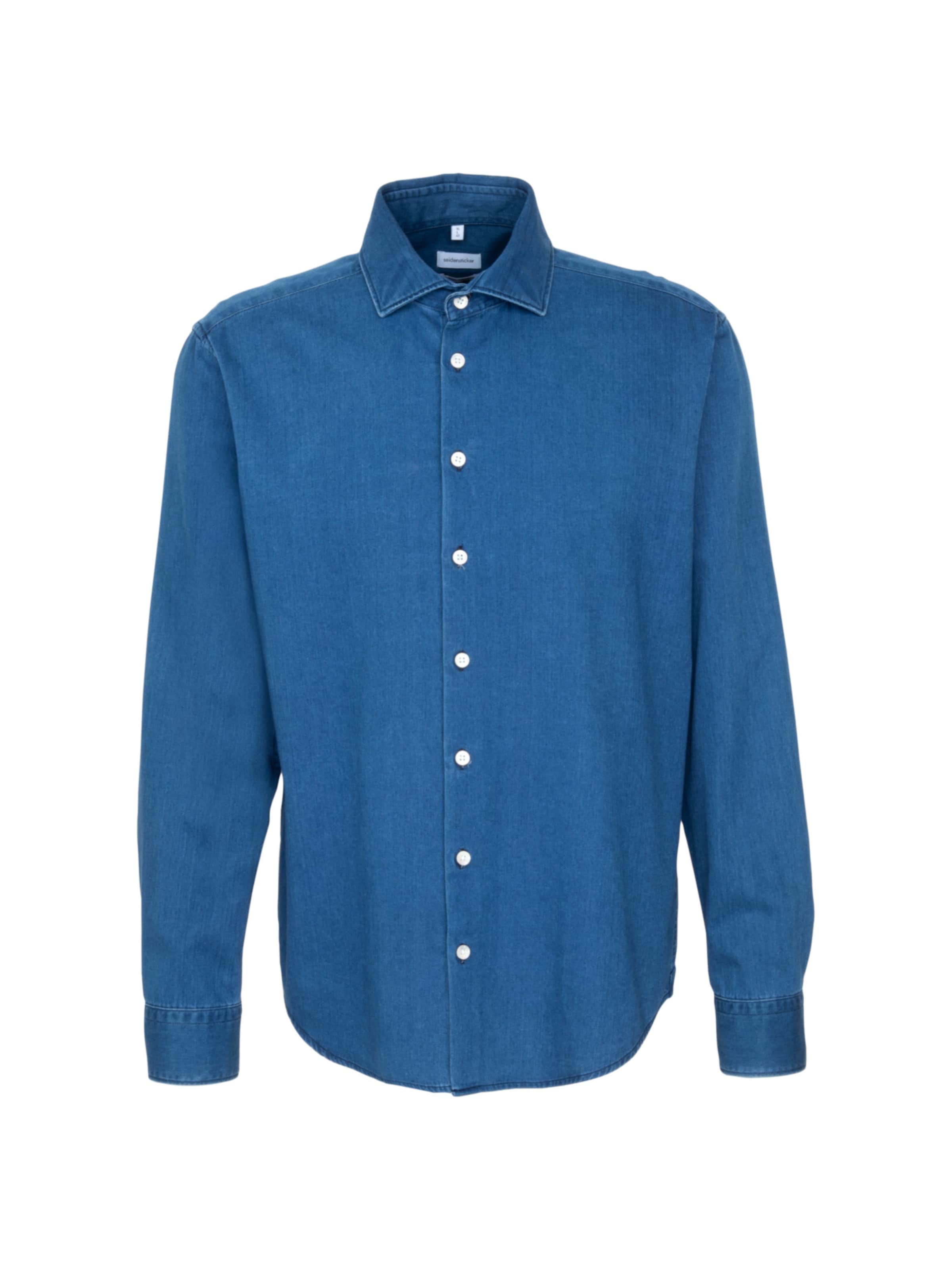 SEIDENSTICKER Regular Fit Hemd ' Schwarze Rose ' in Blau: Vorderseite