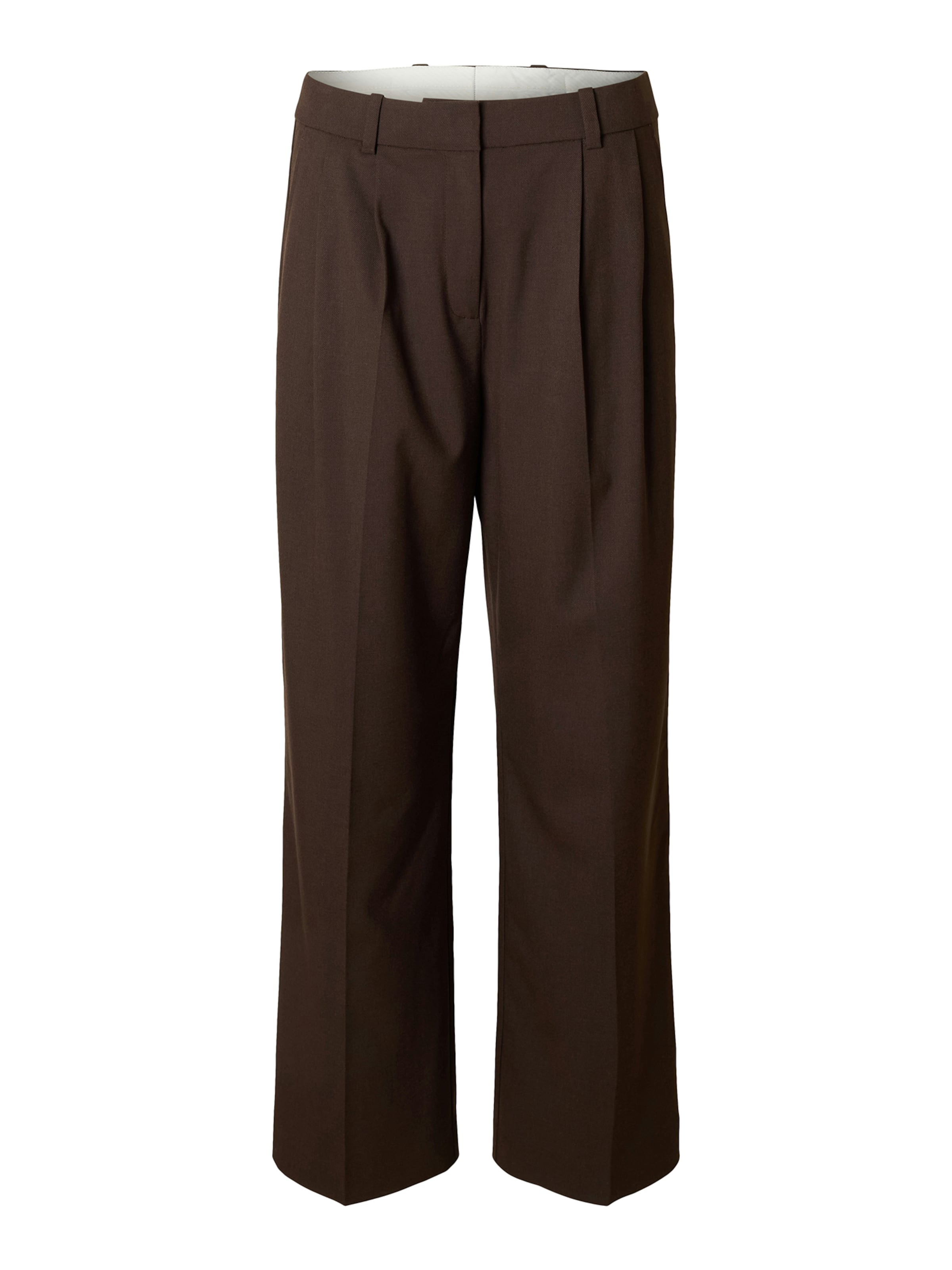 SELECTED Wide leg Παντελόνι με τσάκιση σε καφέ: μπροστά