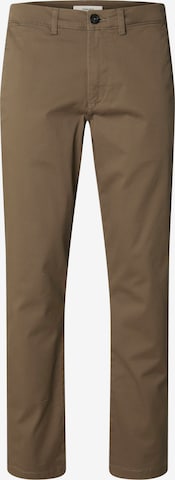 ruda SELECTED Prigludęs „Chino“ stiliaus kelnės 'SLHMiles Flex': priekis