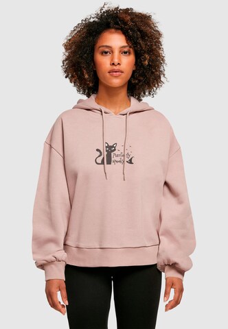 Merchcode Sweatshirt 'Halloween - Purrfectly Spooky' in Pink: front