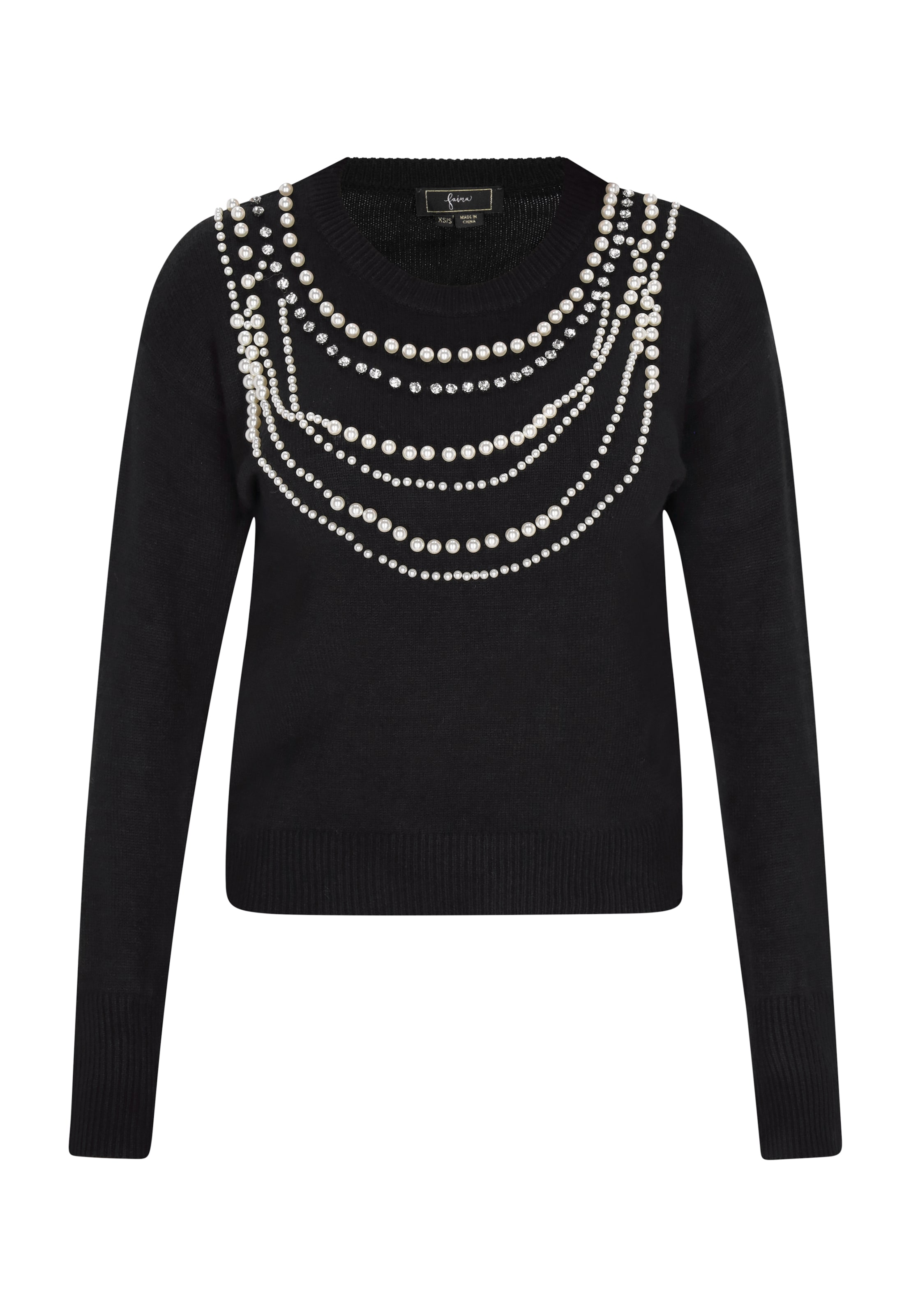 faina Πουλόβερ σε μαύρο: μπροστά