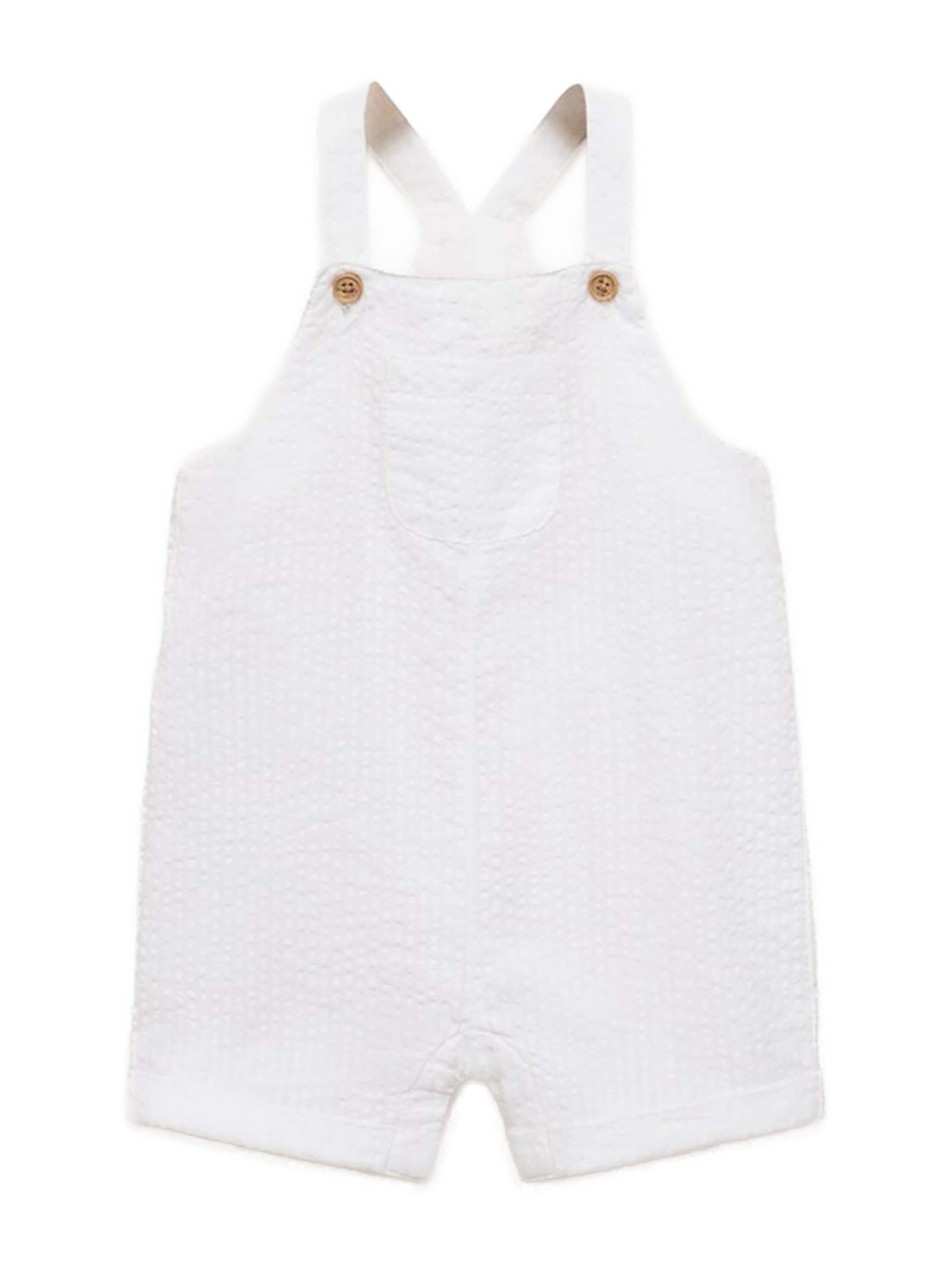 MANGO KIDS Regularen Hlače z naramnicami 'BIDART' | bela barva: sprednja stran