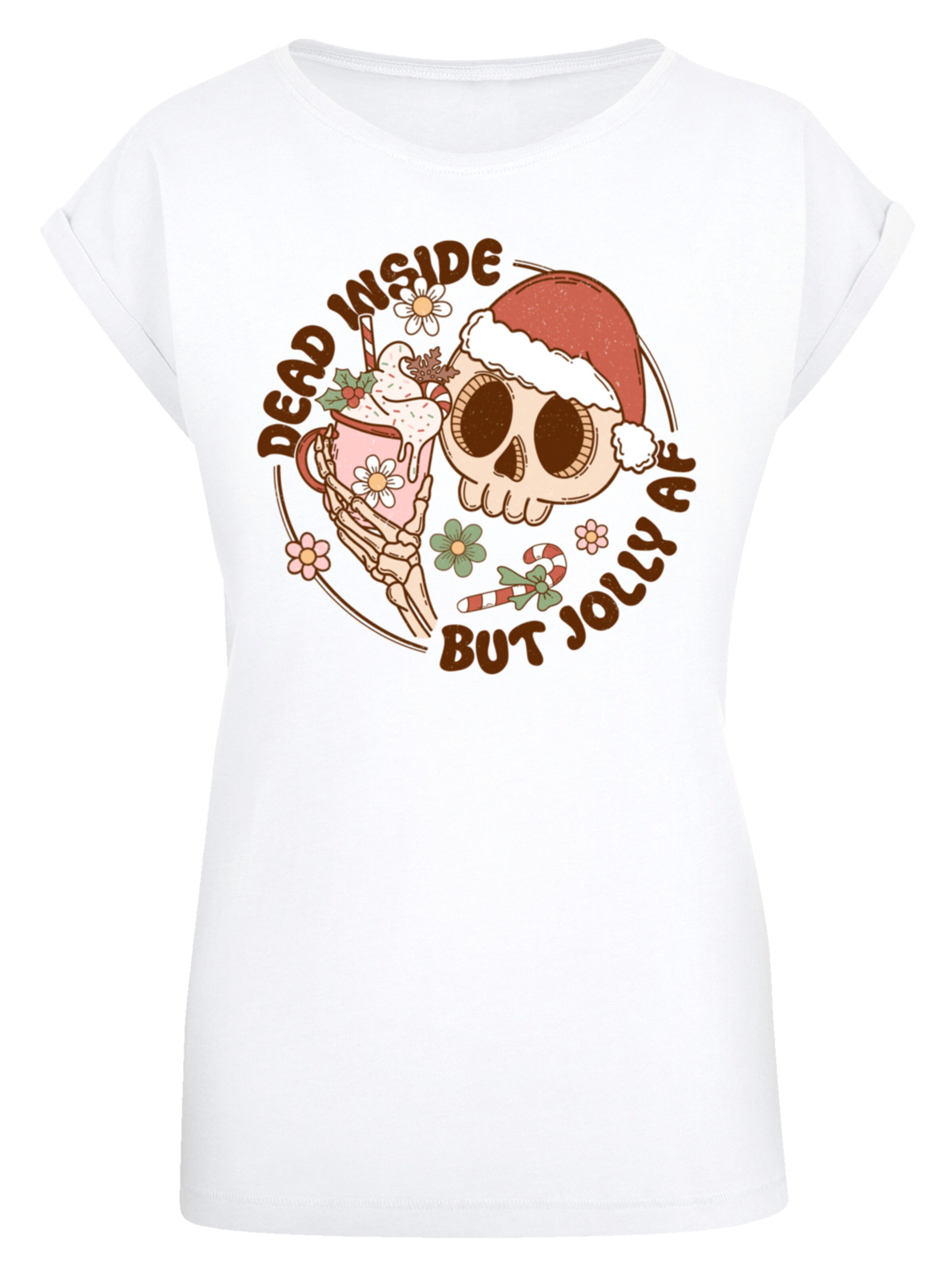 F4NT4STIC Shirt 'Dead inside but jolly AF Christmas' in White: front