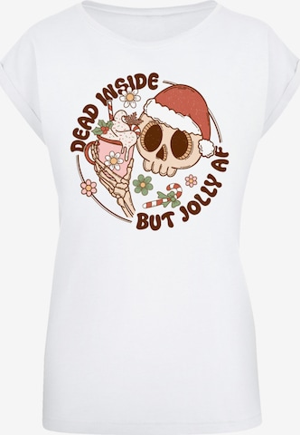 F4NT4STIC Shirt 'Dead inside but jolly AF Christmas' in White: front