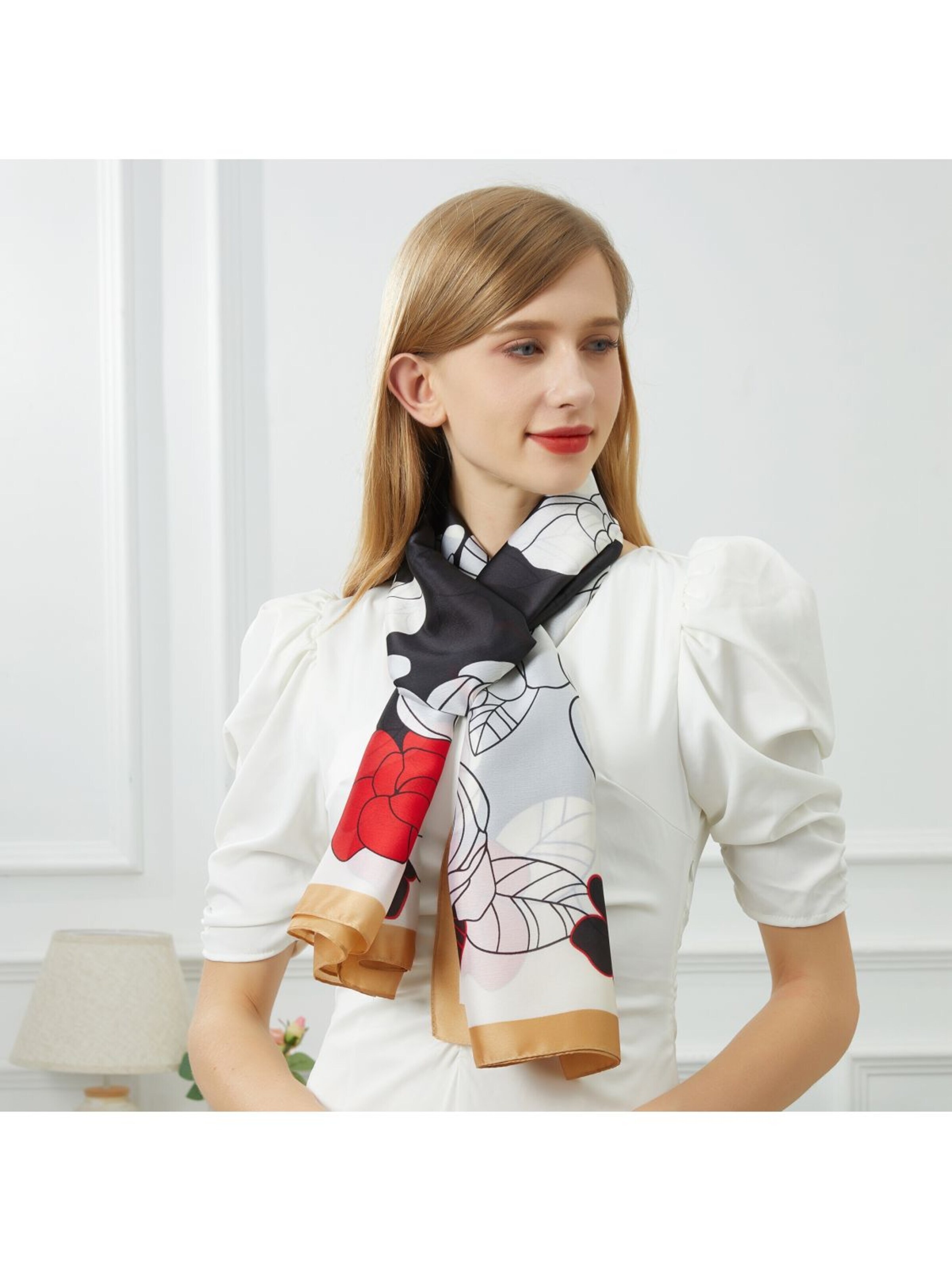 19V69 ITALIA Scarf 'Etole de soie Fiore Rosso' in Mixed colours