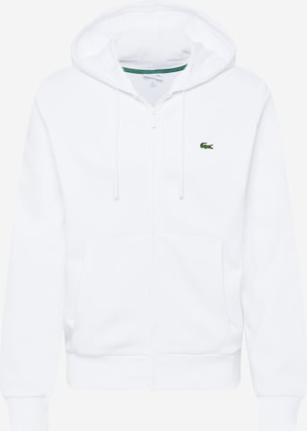 LACOSTE Zip-Up Hoodie in White: front